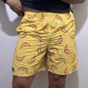 Patagonia Mens 7” Baggies Shorts Yellow Melons Liner Drawstring Swim Size Small